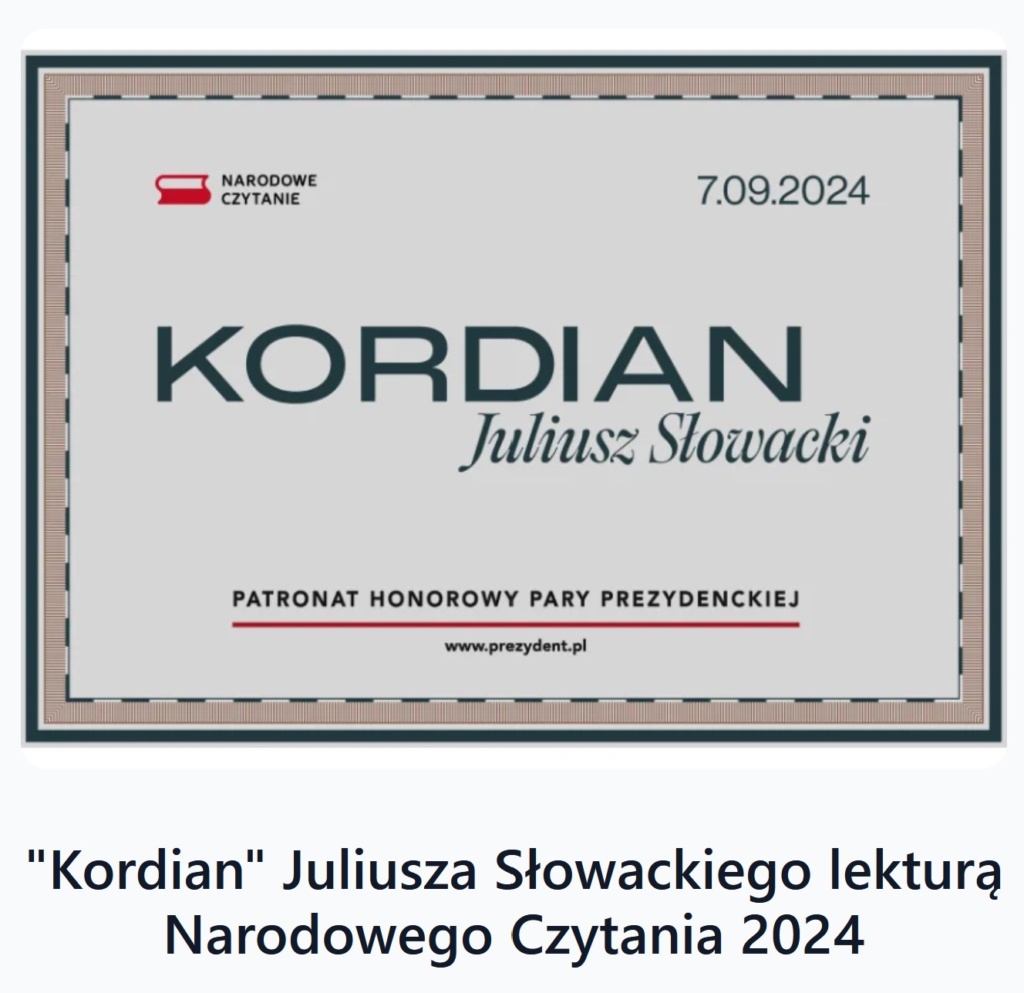 Narodowe Czytanie „Kordiana” Juliusza Słowackiego