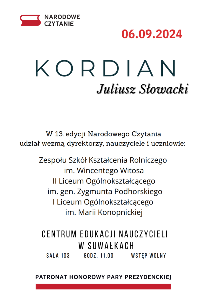 Zapraszamy 6 września na Narodowe Czytanie w Centrum