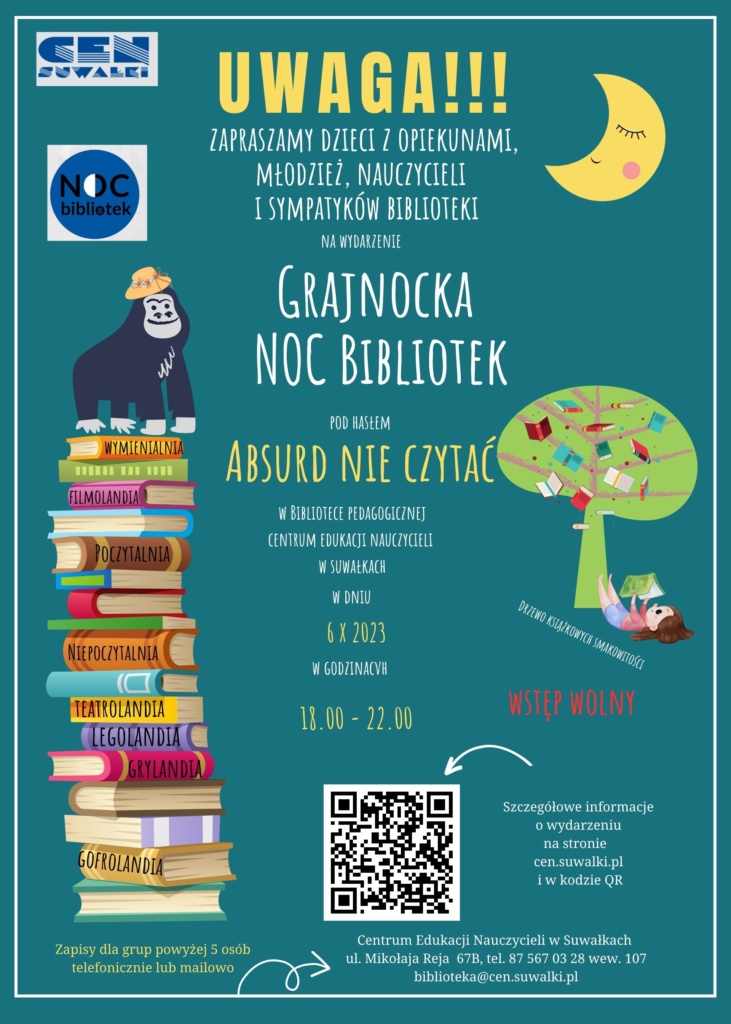 Zapraszamy 6 października na GrajNockę, czyli Noc Bibliotek pod hasłem: Absurd nie czytać!