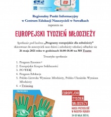 Regionalny Punkt Informacyjny w CEN w Suwałkach zaprasza na Europejski Tydzień Młodzieży