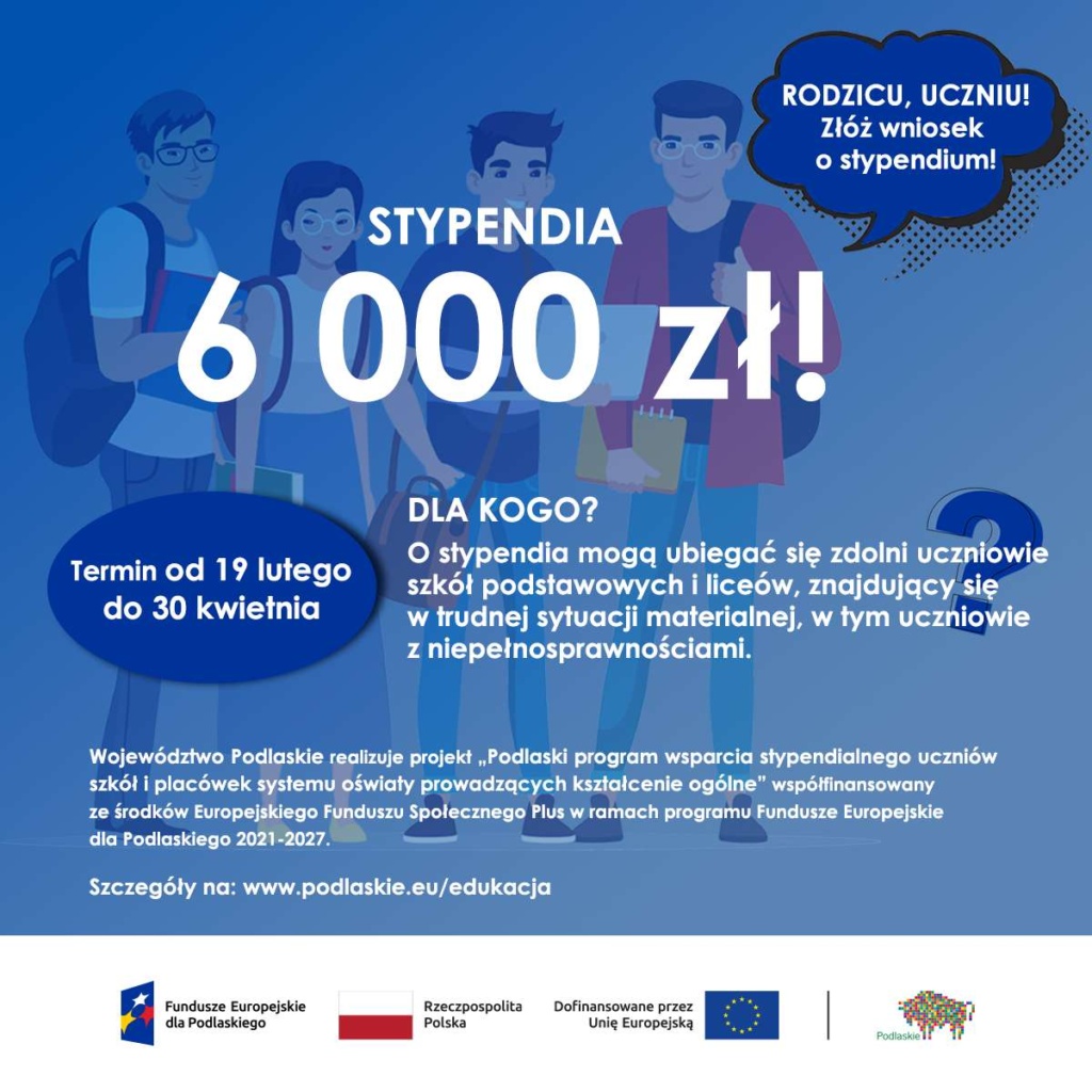 Nabór na stypendia za szczególne osiągnięcia w nauce uczniów, którzy znajdują się w trudnej sytuacji materialnej